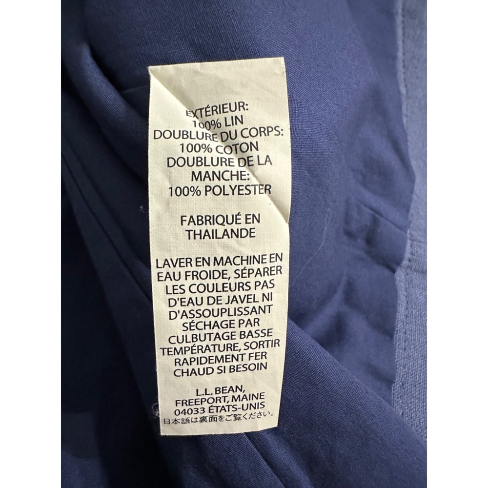 L.L.Bean Blazer Women's Blue 100% Linen Size 14 Button Up Jacket Classic - Picture 9 of 11